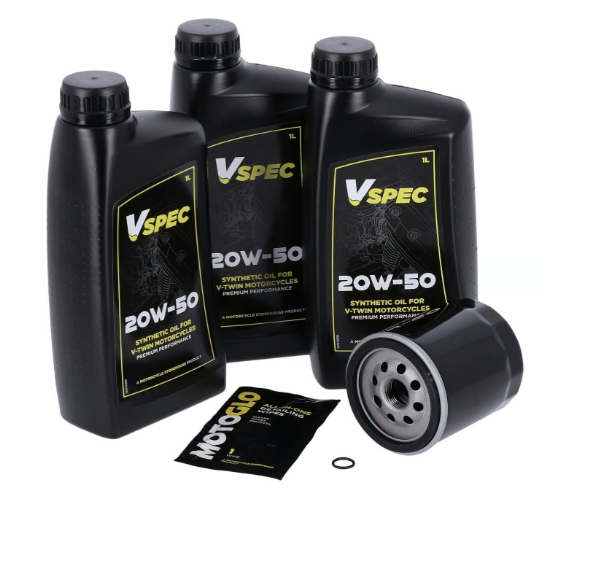 MCS engine oil service kit. 20W50 Synthetic 99-17 Softail; 99-17 Dyna