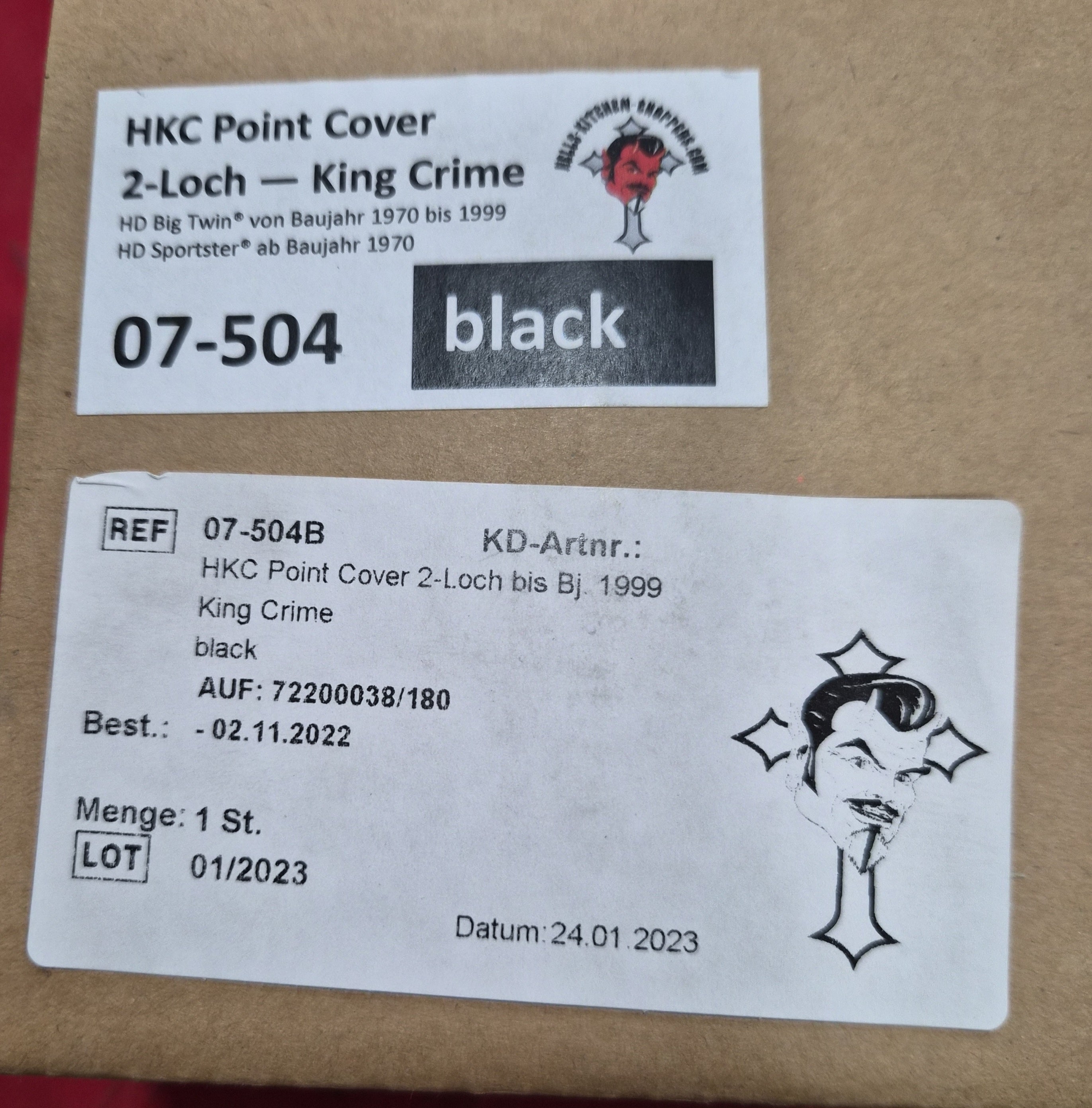 HELLS KITCHEN Pointcover "KING CRIME" für Harley Black NEW