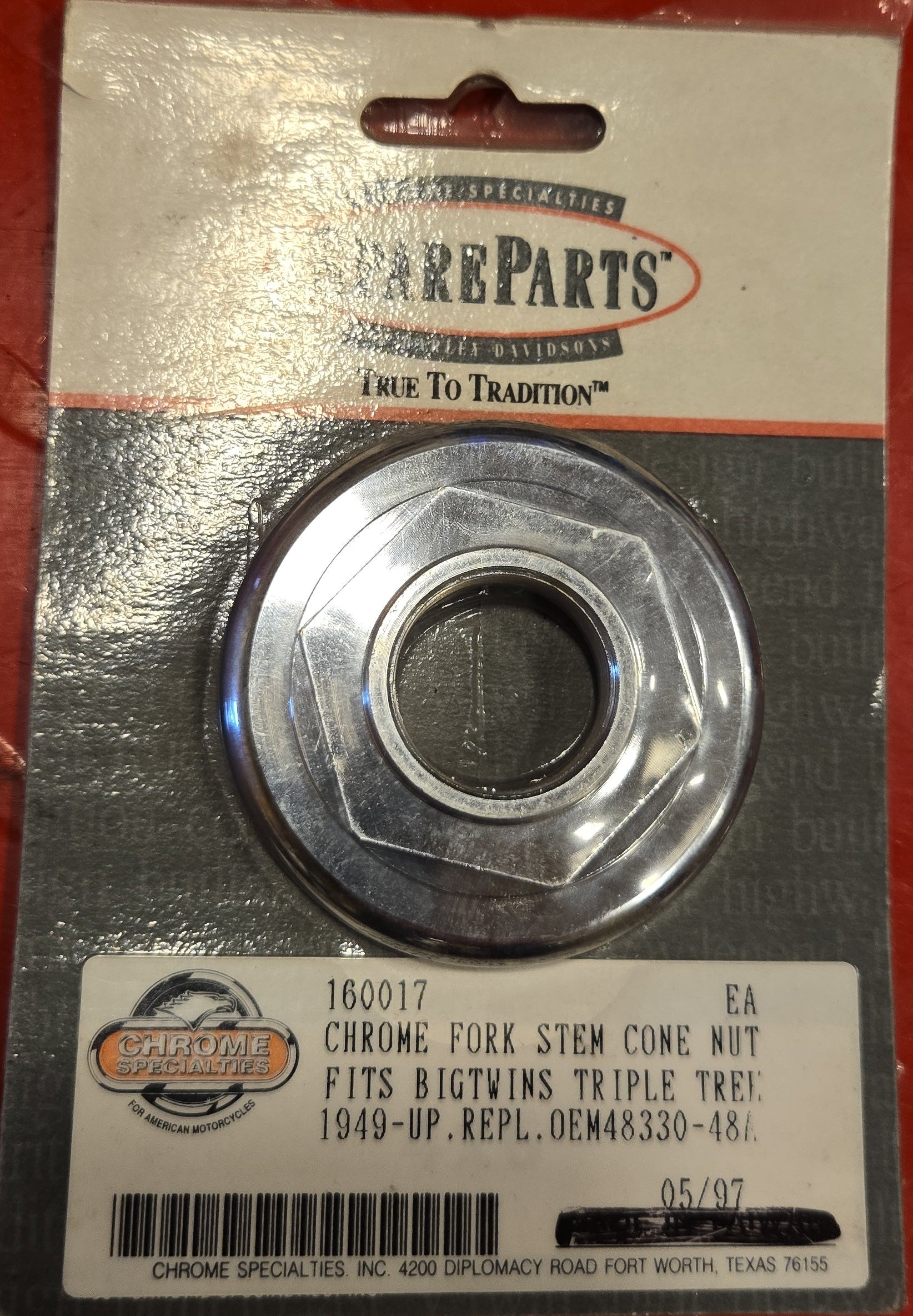 Harley Davidson Fork Stem Cone Nut chrom NEW