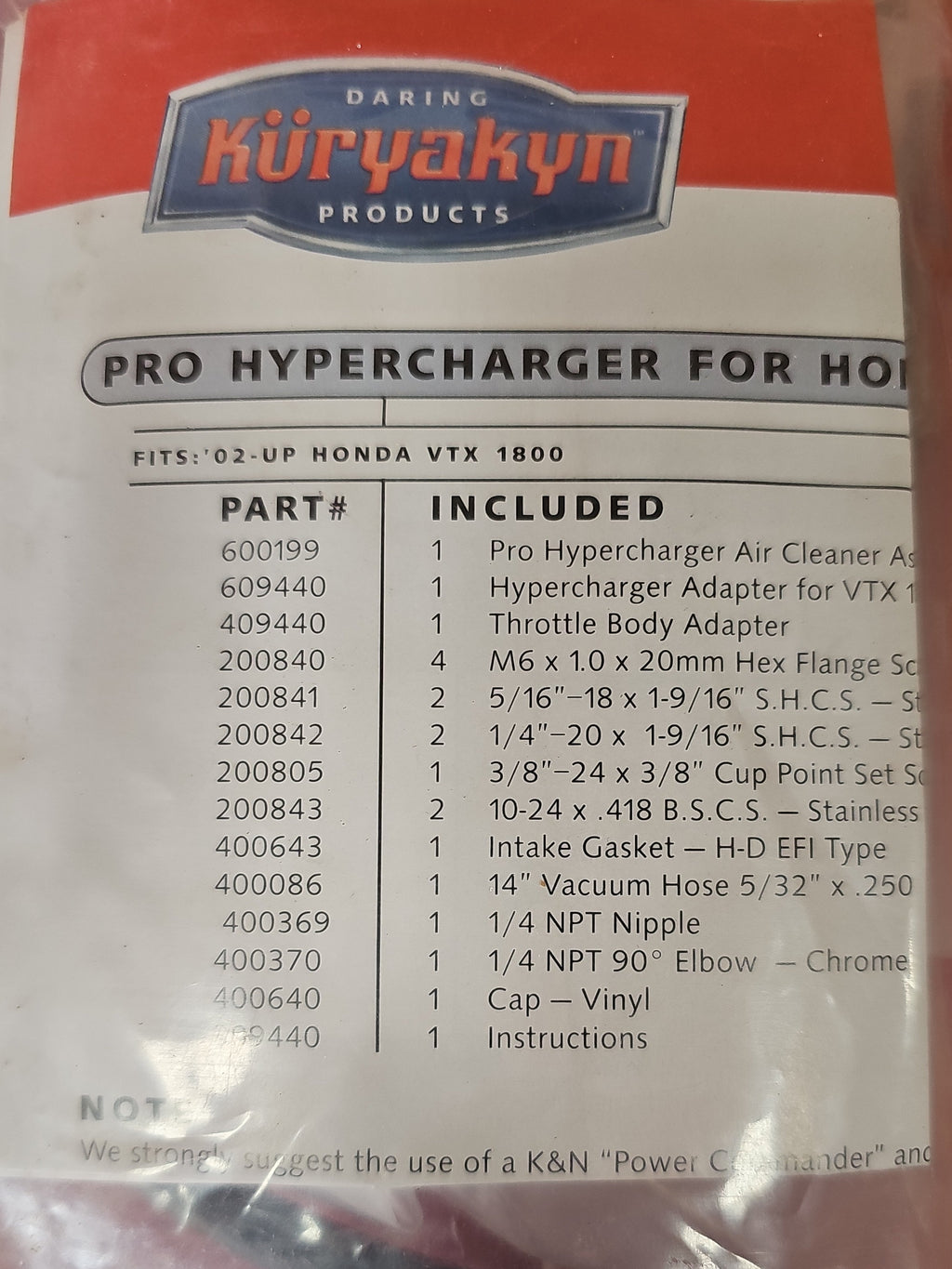 HONDA VTX 1800 KÜRYAKYN HYPERCHARGER Mounting Kit NEW