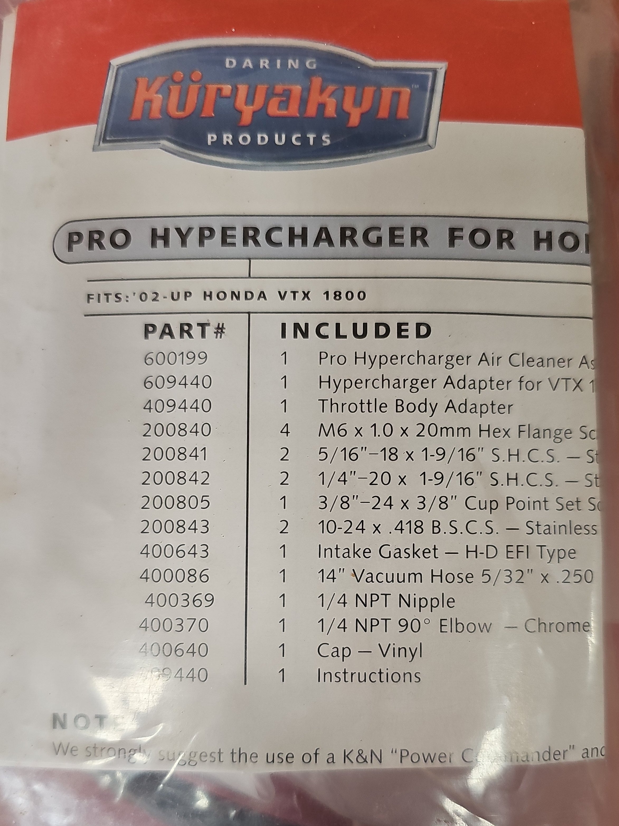 HONDA VTX 1800 KÜRYAKYN HYPERCHARGER Mounting Kit NEW