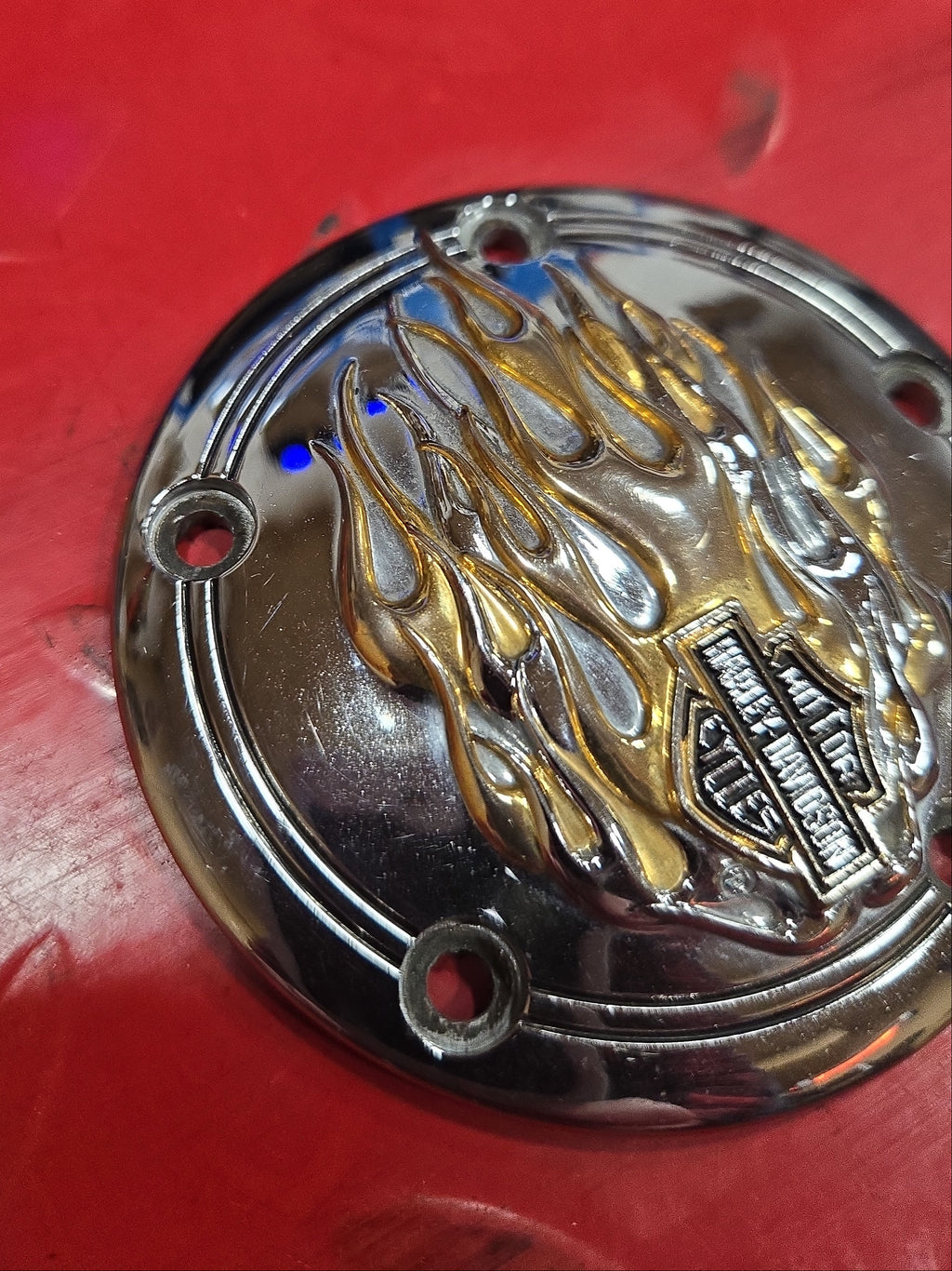 Harley Davidson Timing Cover Flames chrom gebraucht