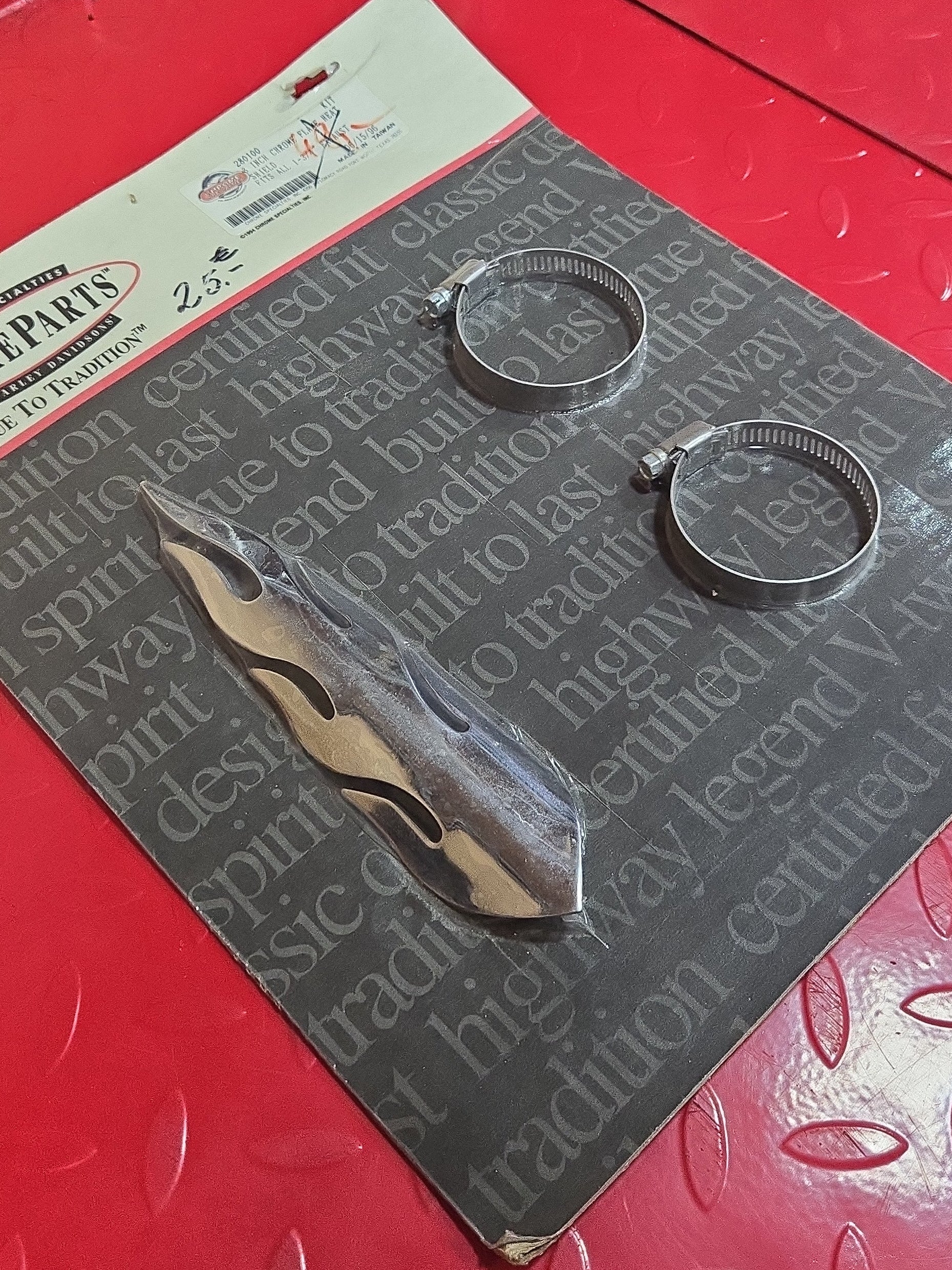 Harley Chopper Custombike Hitzeschutzblech Flames chrom NEW