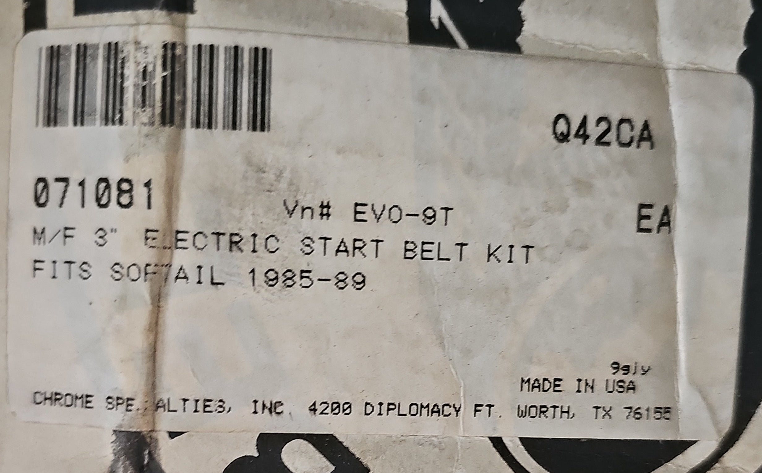 Harley Davidson EVO BELT DRIVE 3" NEW