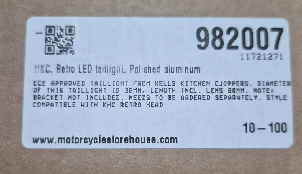 HELLS KITCHEN Taillight Rücklicht Retro Alu polished NEW